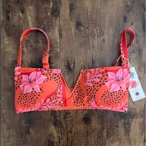 Floral Orange Bikini Top
